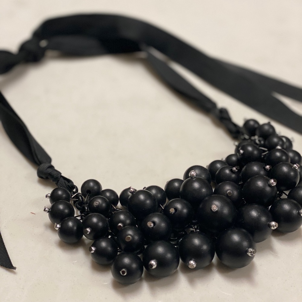 Black Beaded Statement Necklace